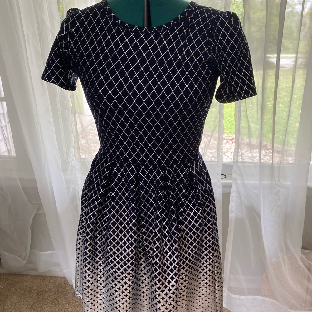 Lularoe Elegant Navy and Silver Amelia dress